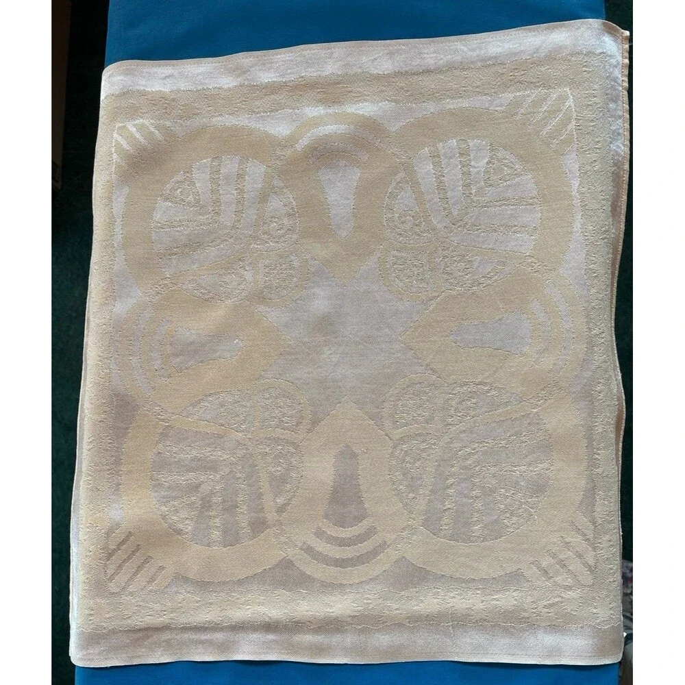 Vintage Set of 8 Peach Damask Linen Dinner Napkins Country 17